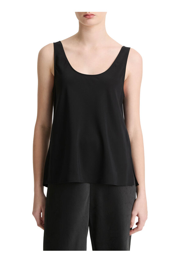Vince Classic Black Stretch Silk Bias Tank - view 3