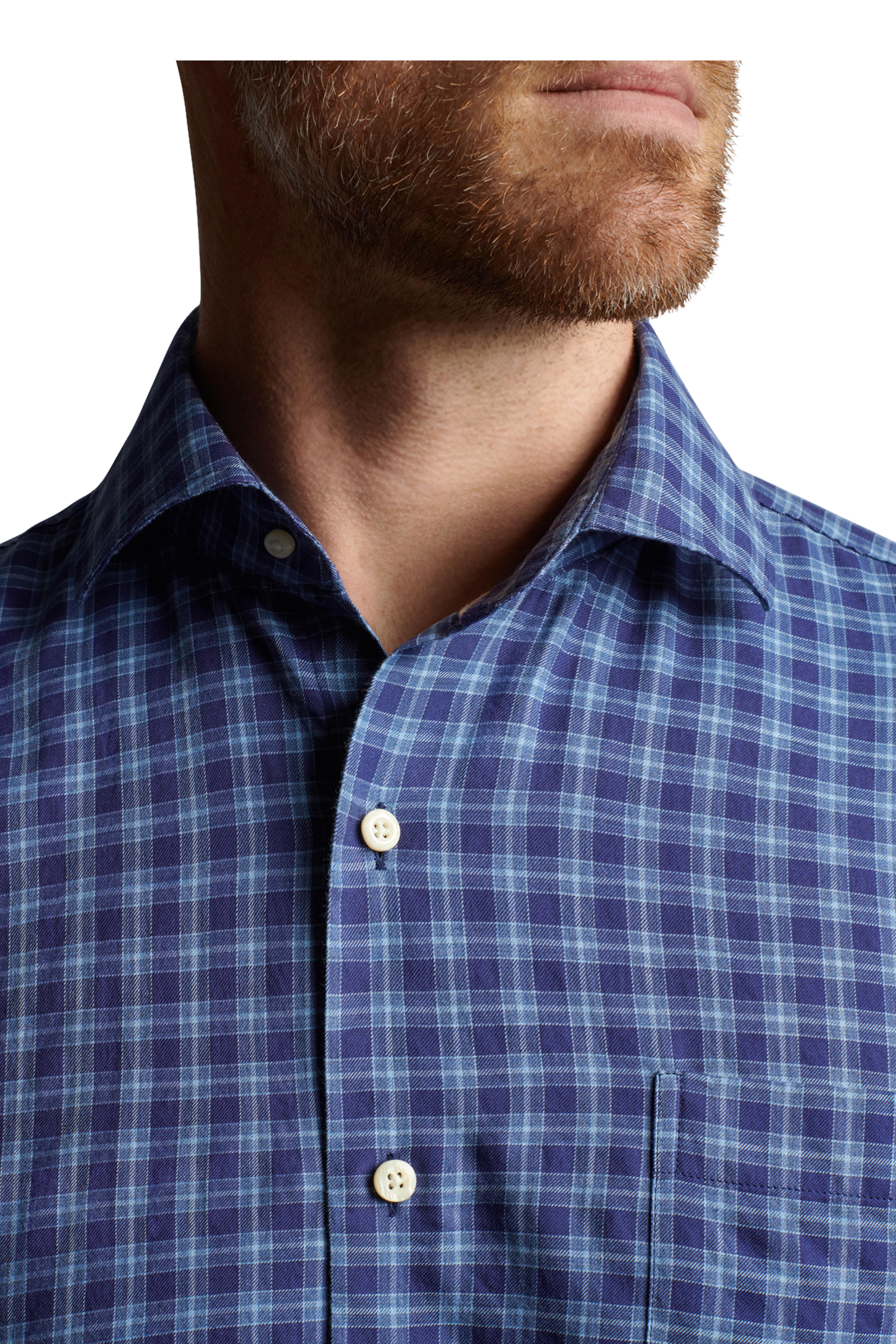 Peter Millar - Atlantic Blue Marret Cotton Check Sport Shirt - view 7