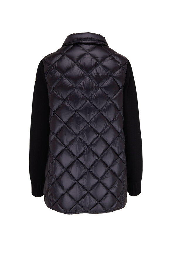 Moncler - Black Down Knit Diamond Quilted Jacket 