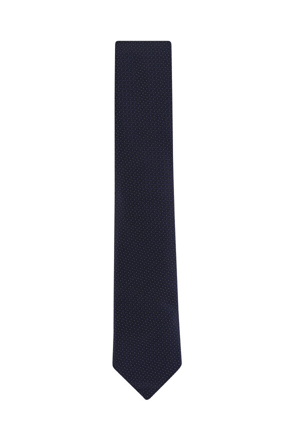 Zegna Dark Blue Silk Jacquard Necktie - view 1