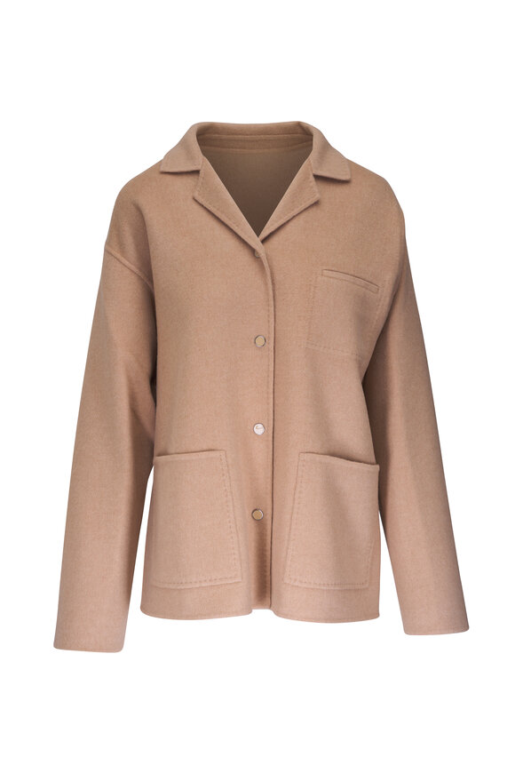 Lafayette 148 New York Beige Wool & Cashmere Double Faced Chore Jacket