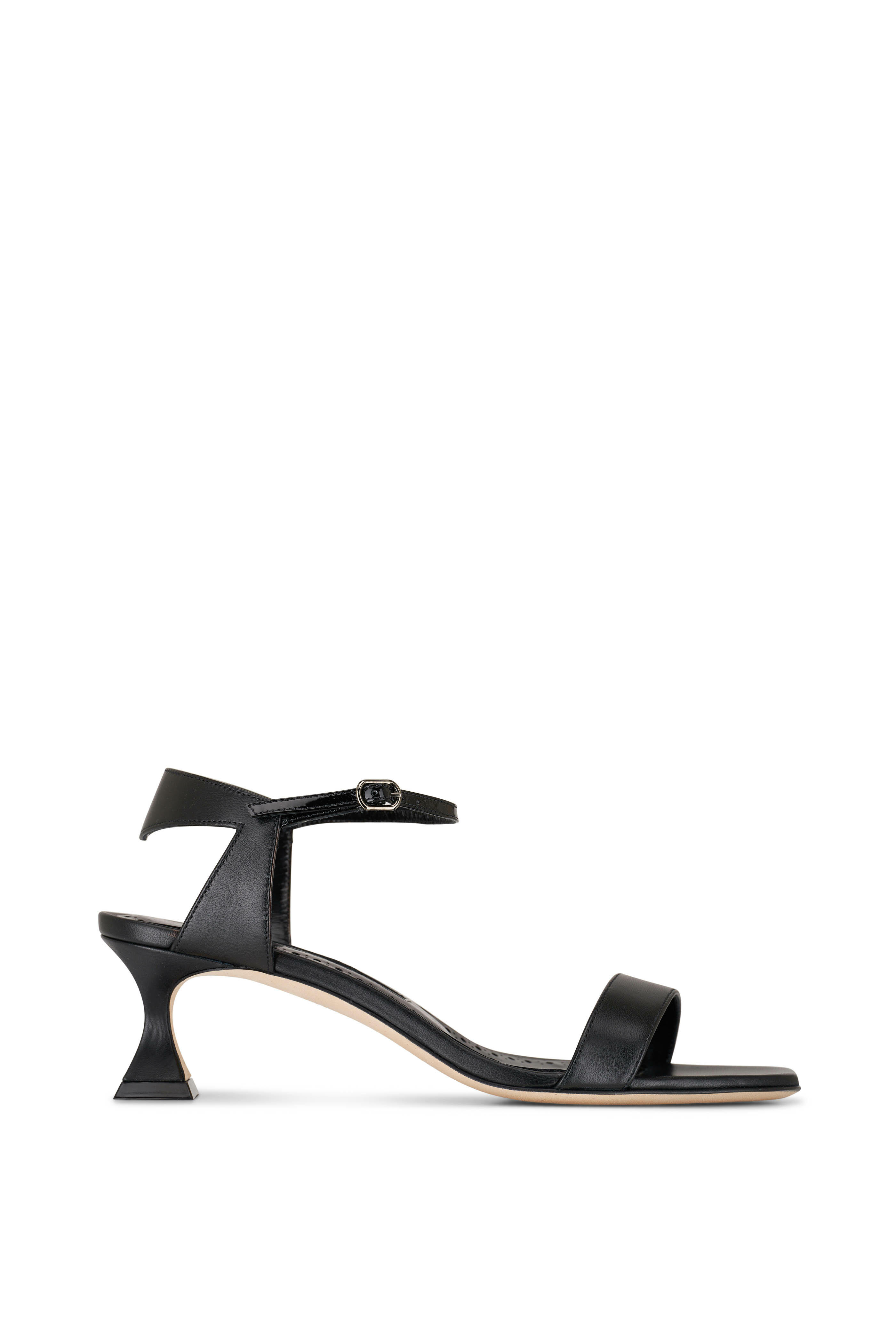 Manolo Blahnik - Begasan Black Leather Sandal, 50mm