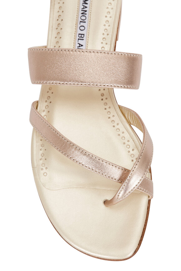 Manolo Blahnik - Susa Rose Gold Toe-Strap Flat Sandal