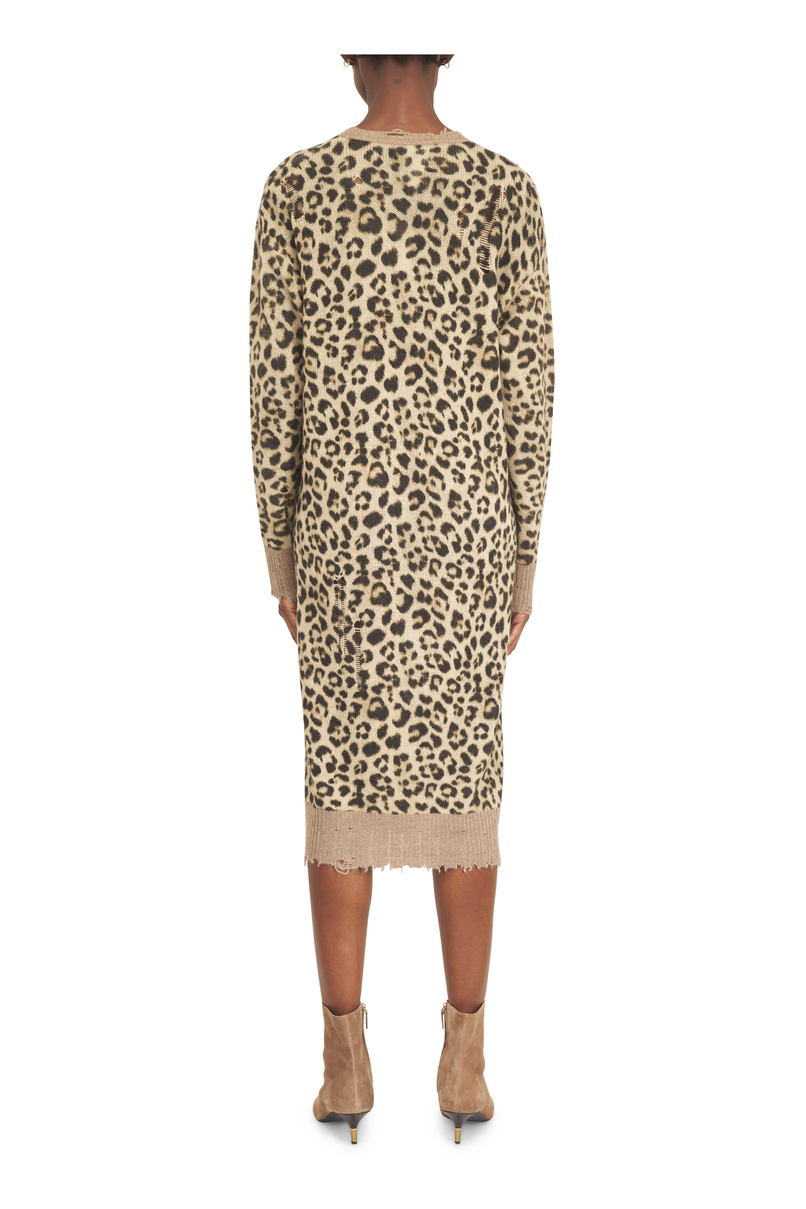 R13 - Animal Print Cashmere Long Cardigan - view 4
