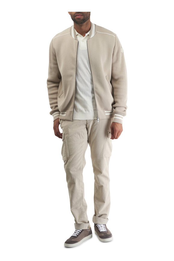 Moncler - Beige Padded Front Zip Cardigan