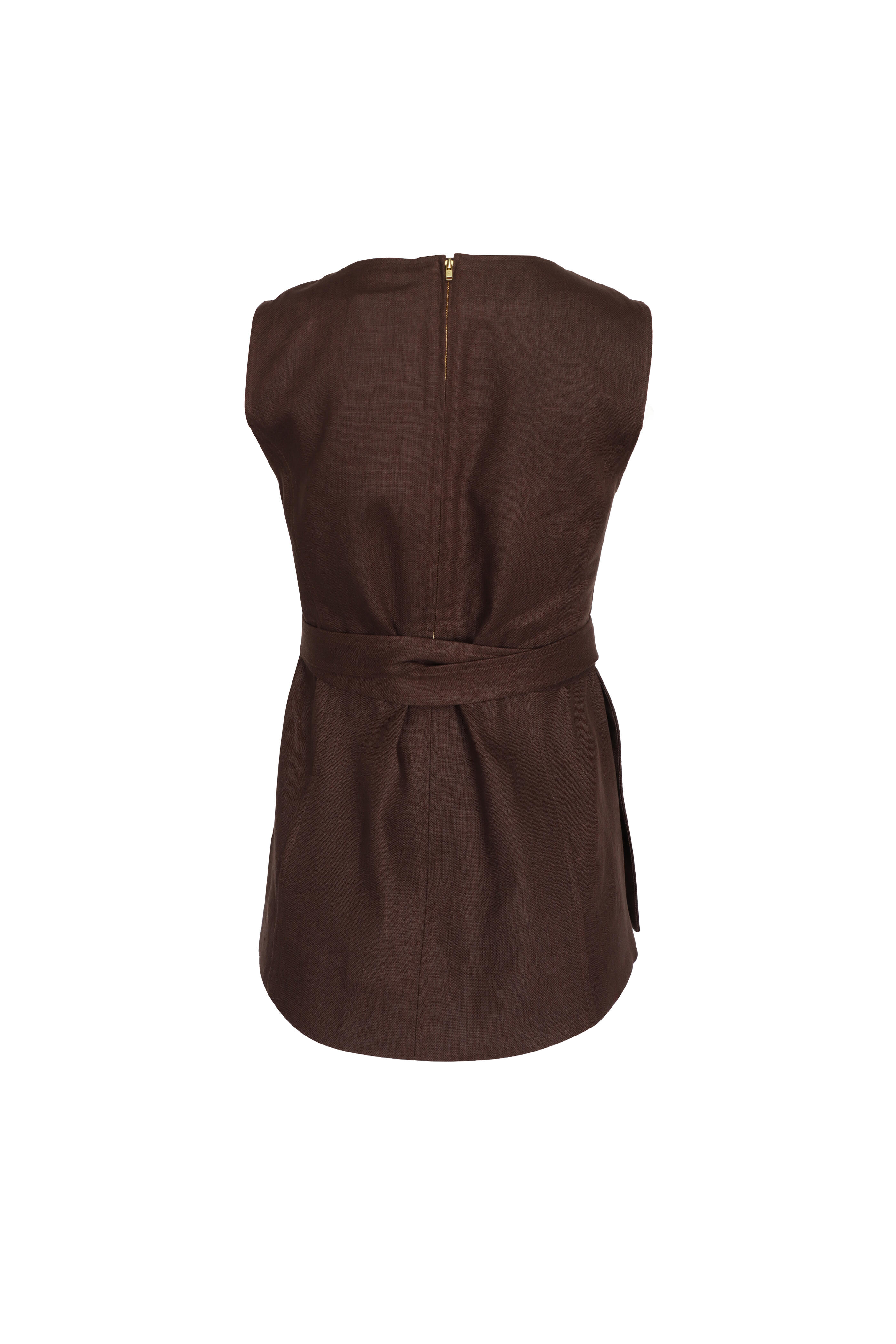 Oroton - Button Espresso Shell Top