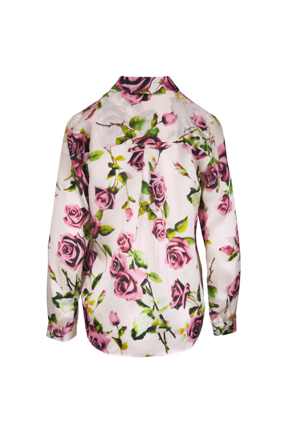 L'Agence Tyler Ecru & Mauve Romantic Rose Print Silk Blouse - view 2