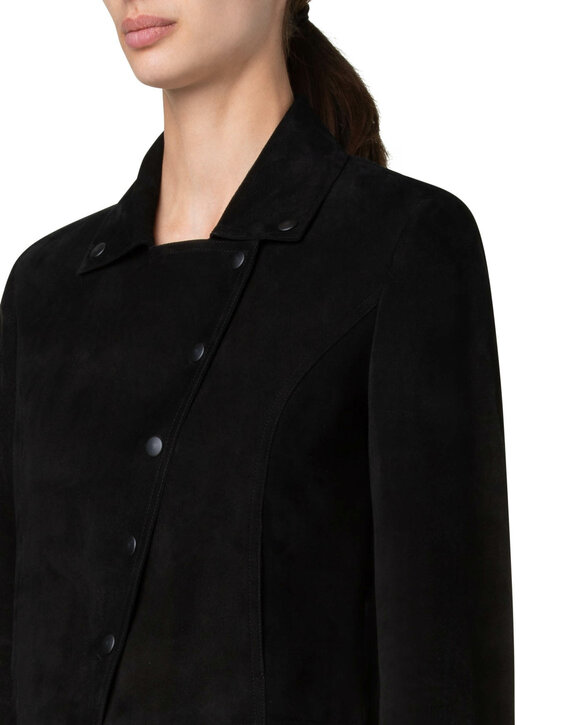 Akris Punto - Black Suede Moto Cropped Jacket