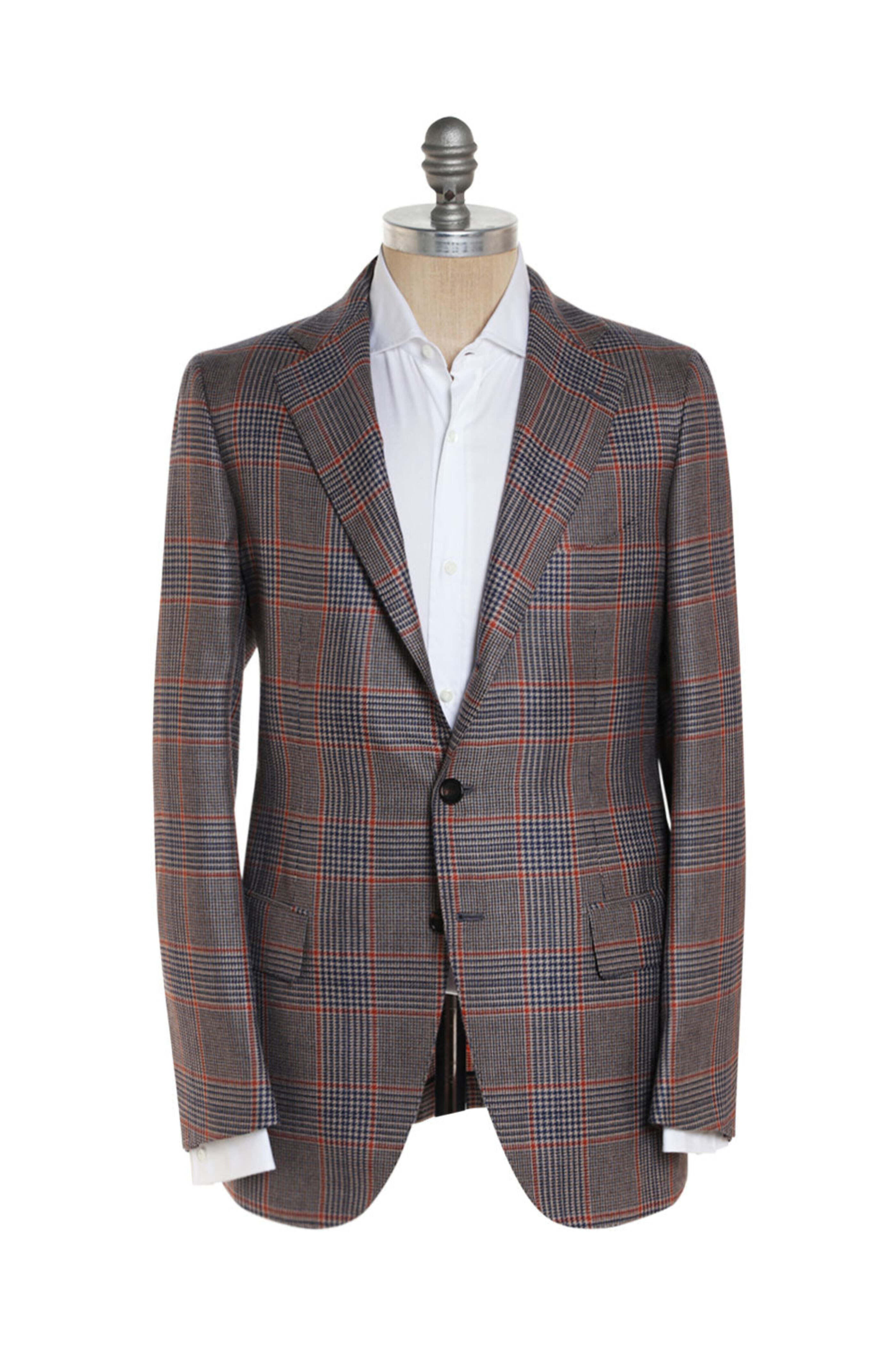 Cesare Attolini - Tan and Navy Cashmere Blend Checked Sportcoat