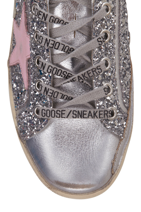 Golden Goose - Super-Star Silver Glitter & Pink Star Sneaker