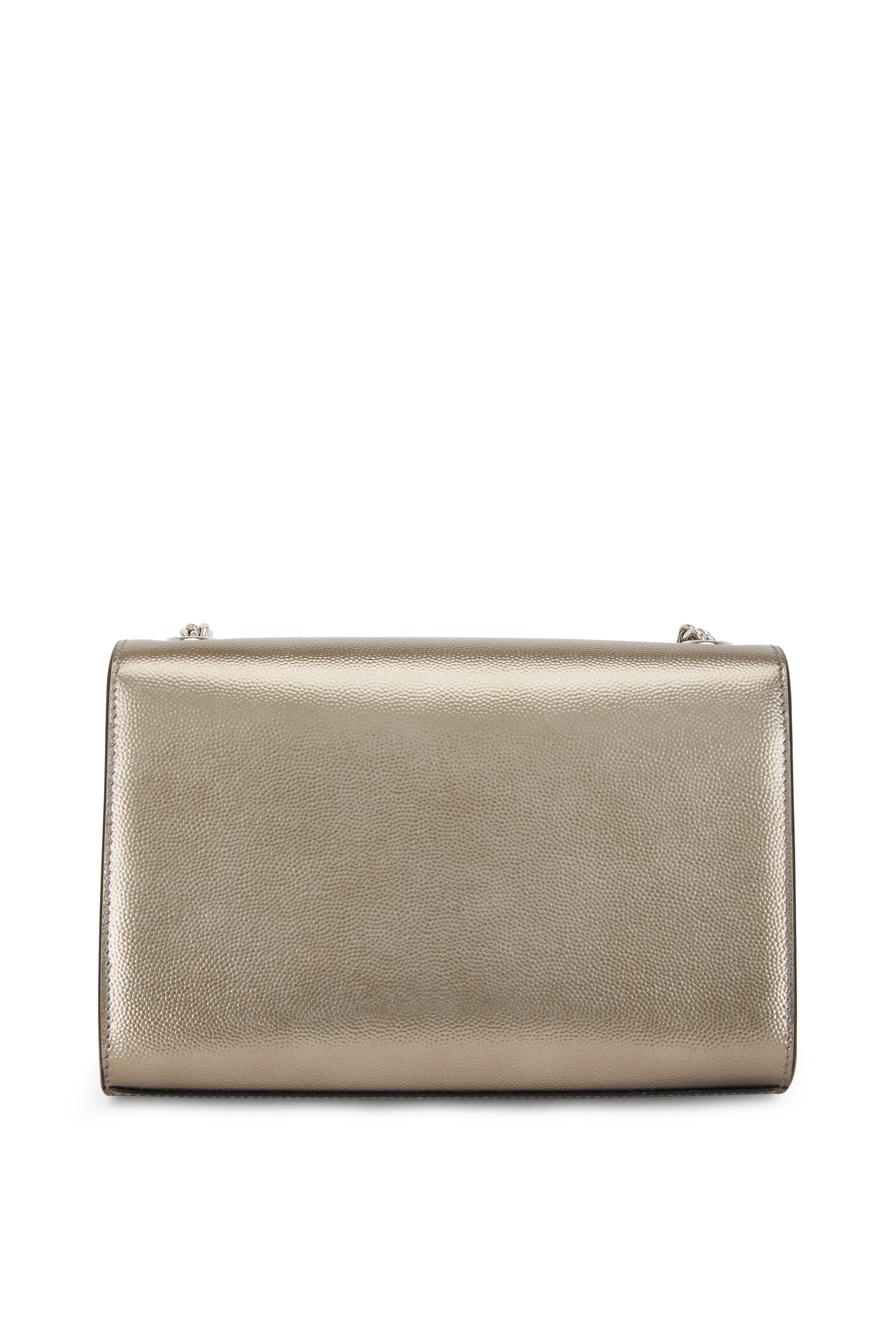 Saint Laurent - Kate Silver Grained Leather Monogram Crossbody Bag