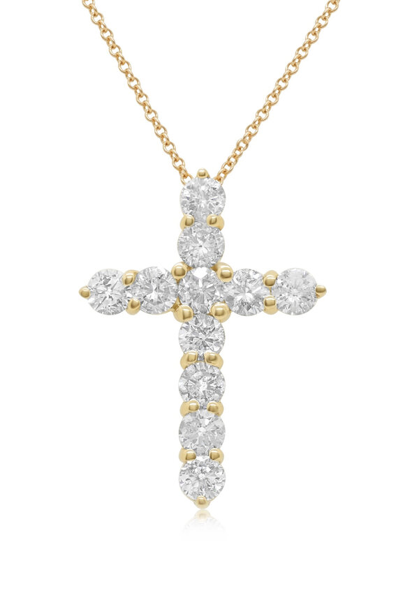 Diana M Jewels 18k Yellow Gold Diamond Cross Pendant Necklace - view 1