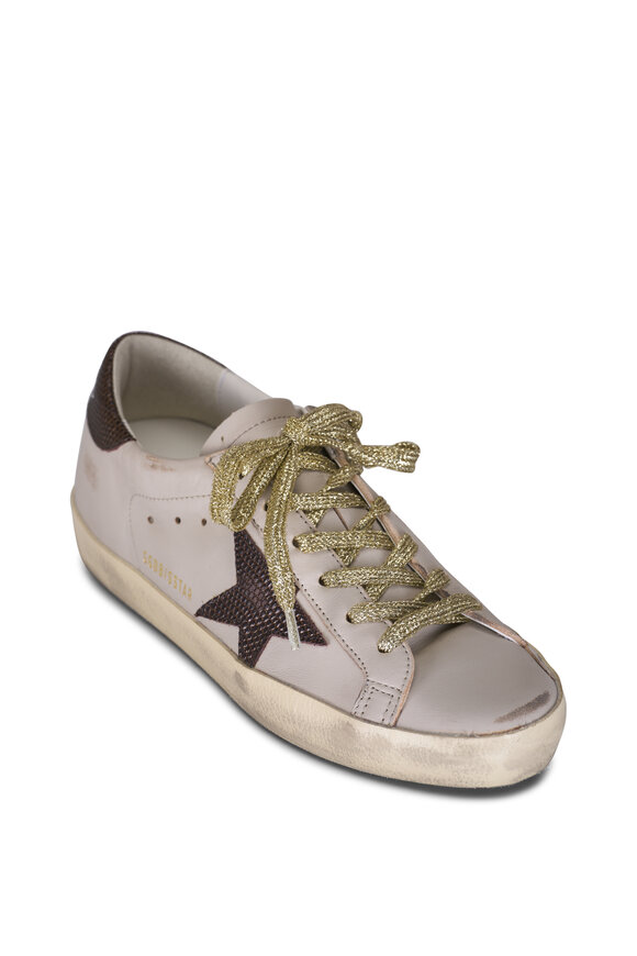 Golden Goose Super-Star Gray Morn & Black Plum Leather Sneaker 