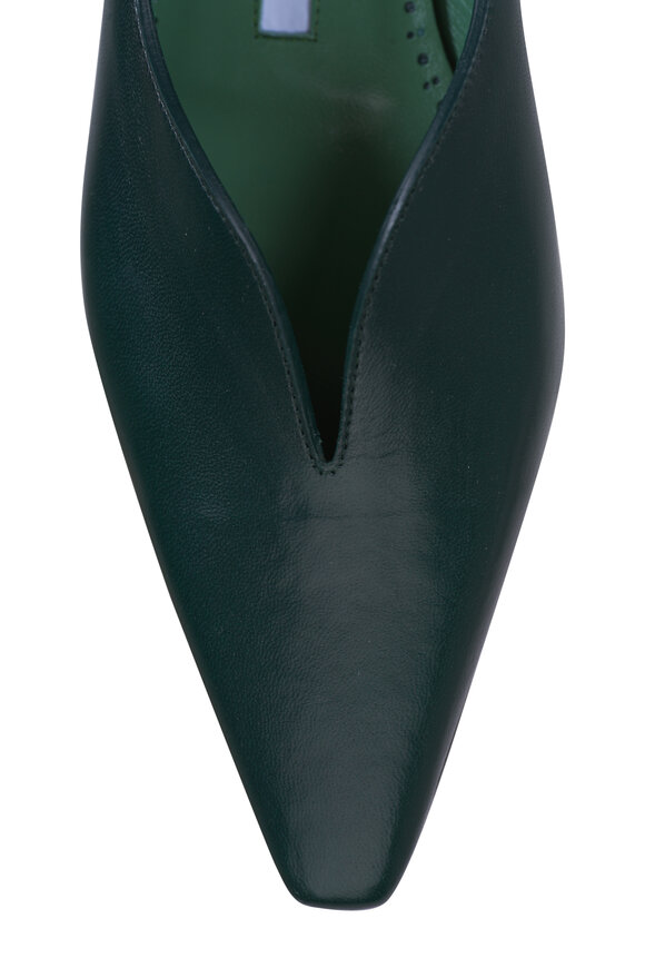 Manolo Blahnik Soko Dark Green Leather Flat - view 5