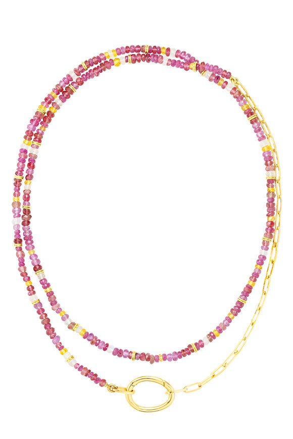 Mellerio 18k Yellow Gold Lien Pierres Rose Long Necklace
