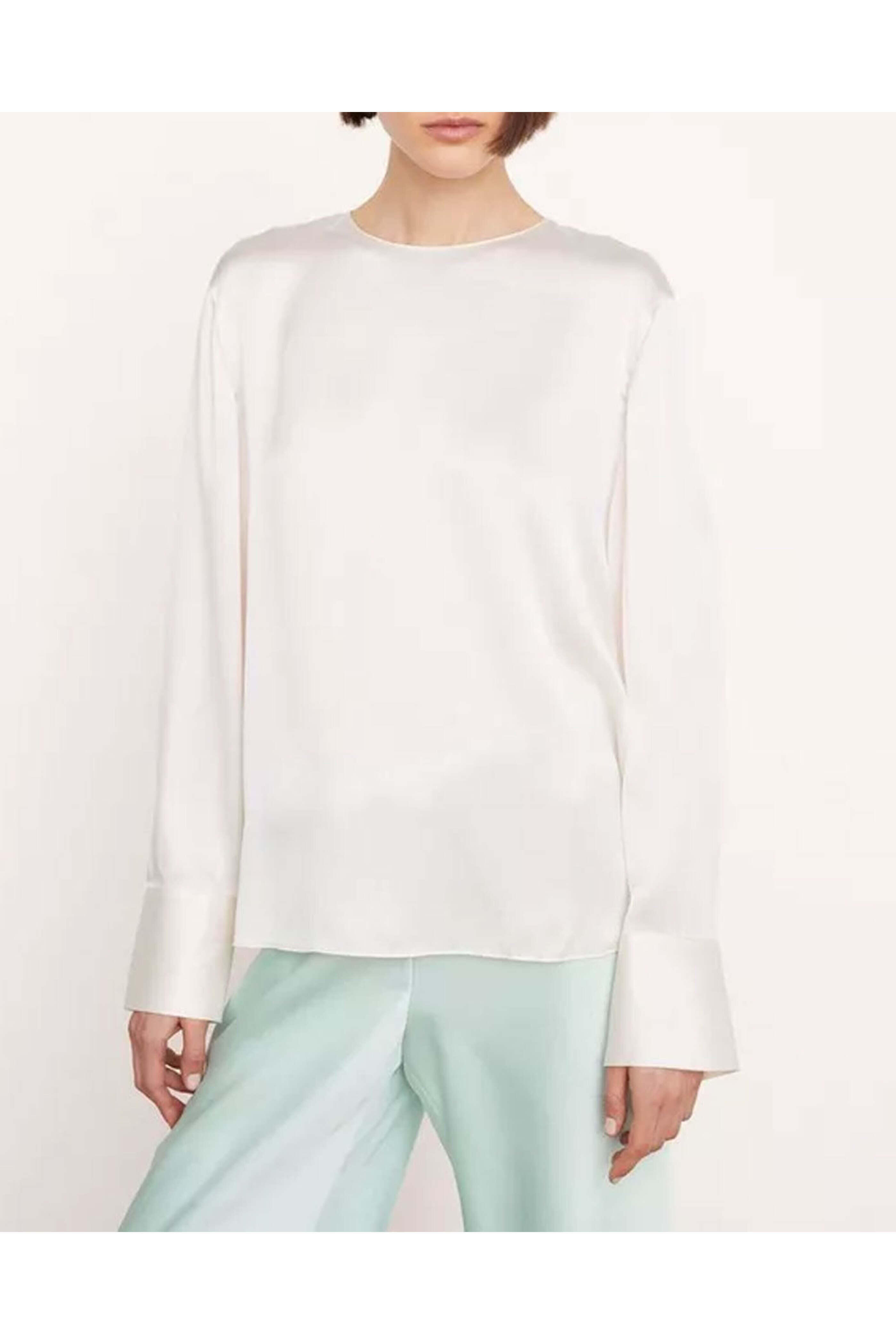 Vince - Chiffon Long Sleeve Crew Neck Blouse