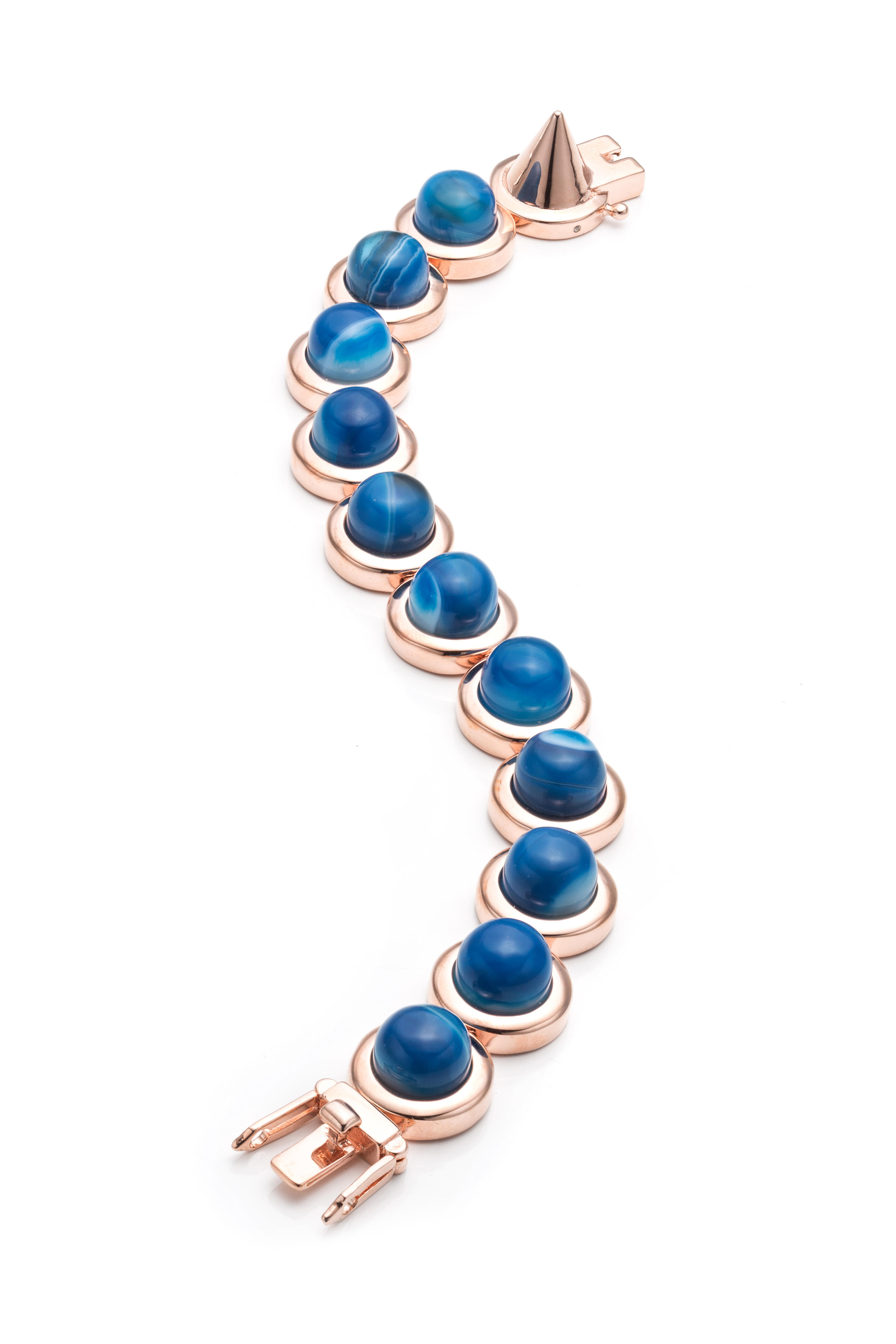 Eddie Borgo - Gold Plate Blue Agate Gemstone Dome Bracelet