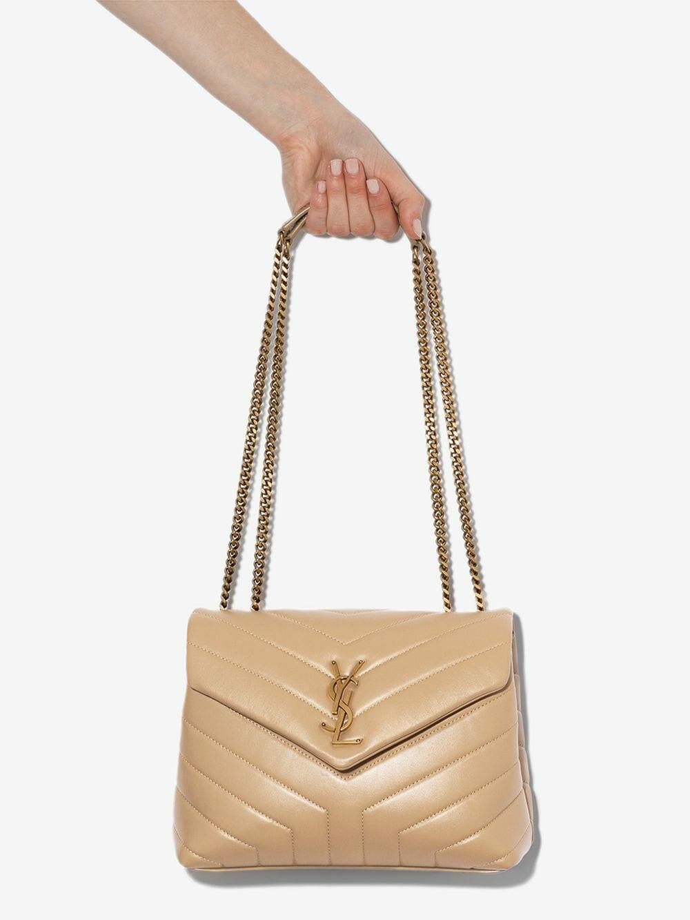 Saint Laurent Lou Crossbody Bag Mini Beige in Calfskin with Gold-tone - US