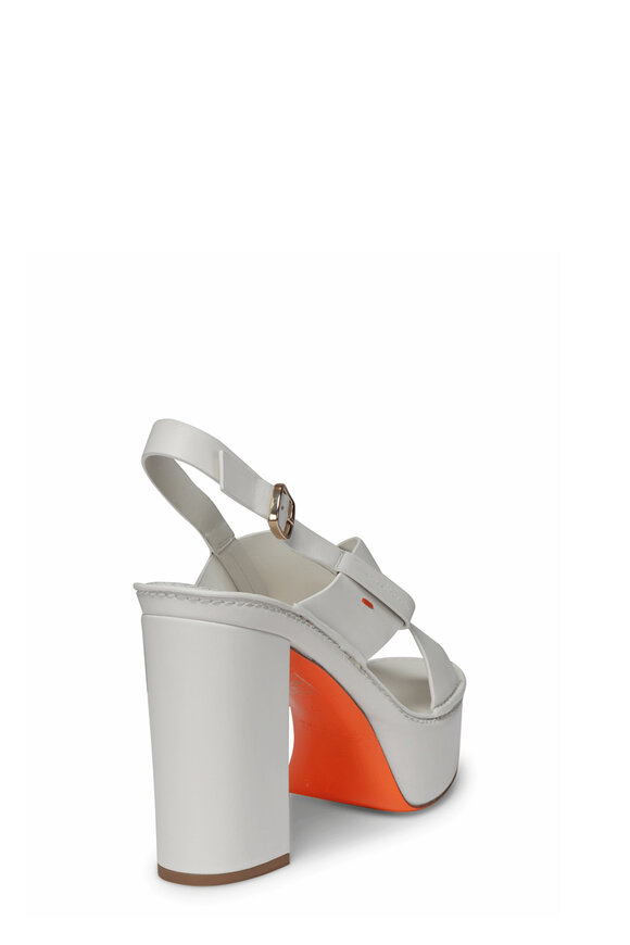Santoni Tropez White Leather Platform Sandal - view 3