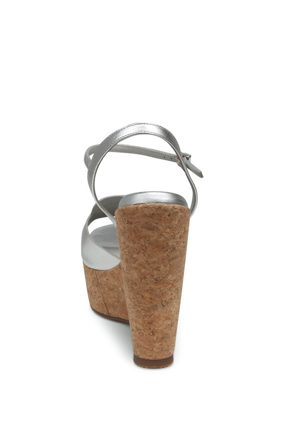 Santoni Nizza Silver Leather Wedge - view 4