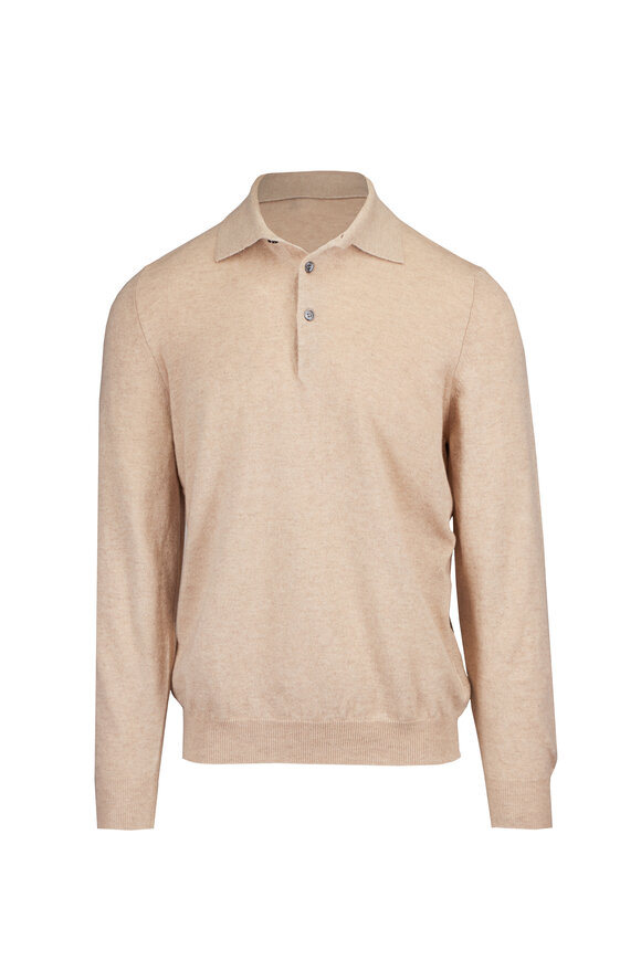 Fedeli Sand Long Sleeve Cashmere Polo - view 1