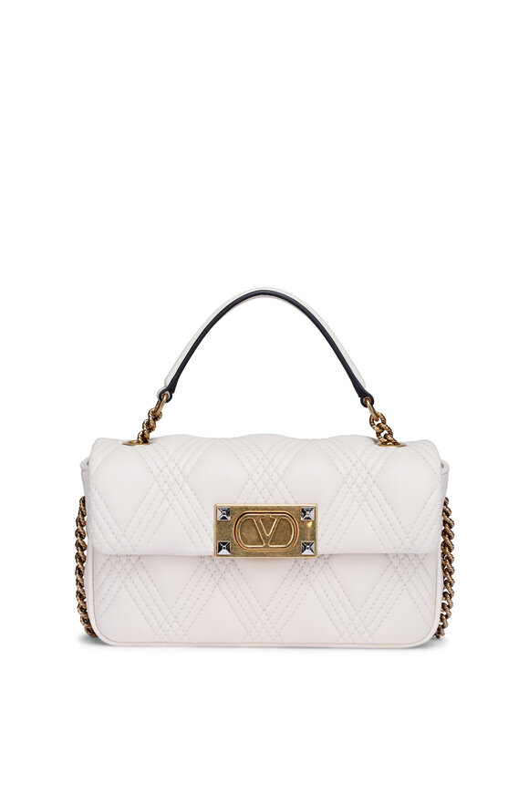 Valentino Garavani - V-Sling White Grained Leather Small