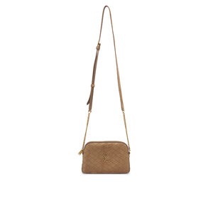 Saint Laurent - Gaby Golden Leaf Quilted Suede Pouch
