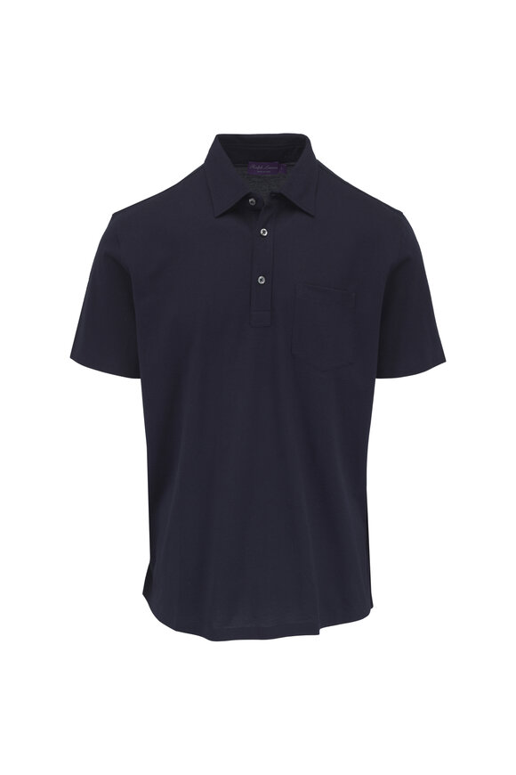 Ralph Lauren Purple Label Navy Cotton & Cashmere Polo