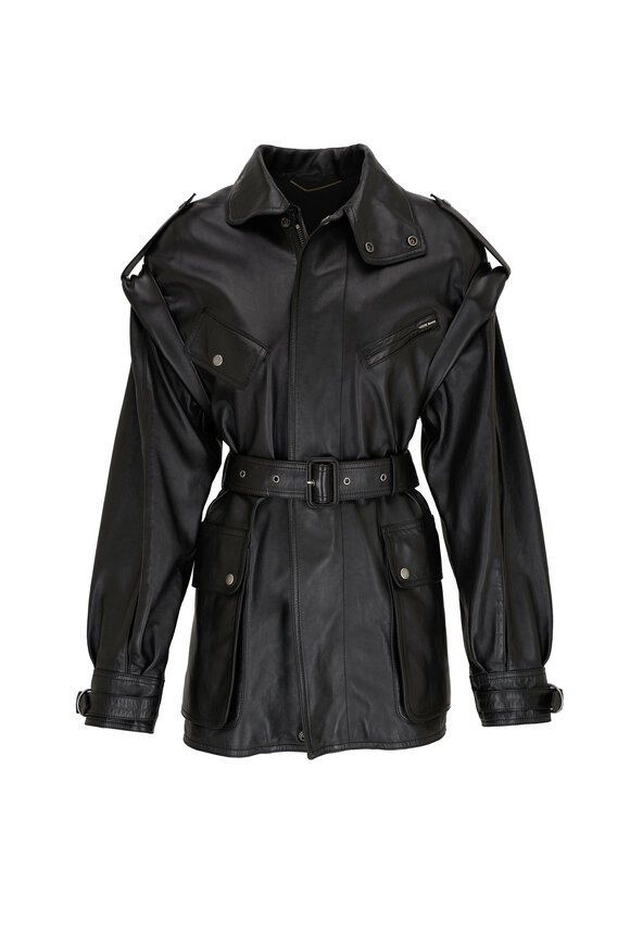 Saint Laurent - Belted Black Leather Jacket 