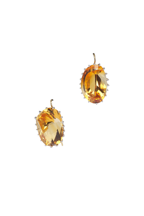 Renee Lewis 18k White Gold Citrine Mismatched Earrings