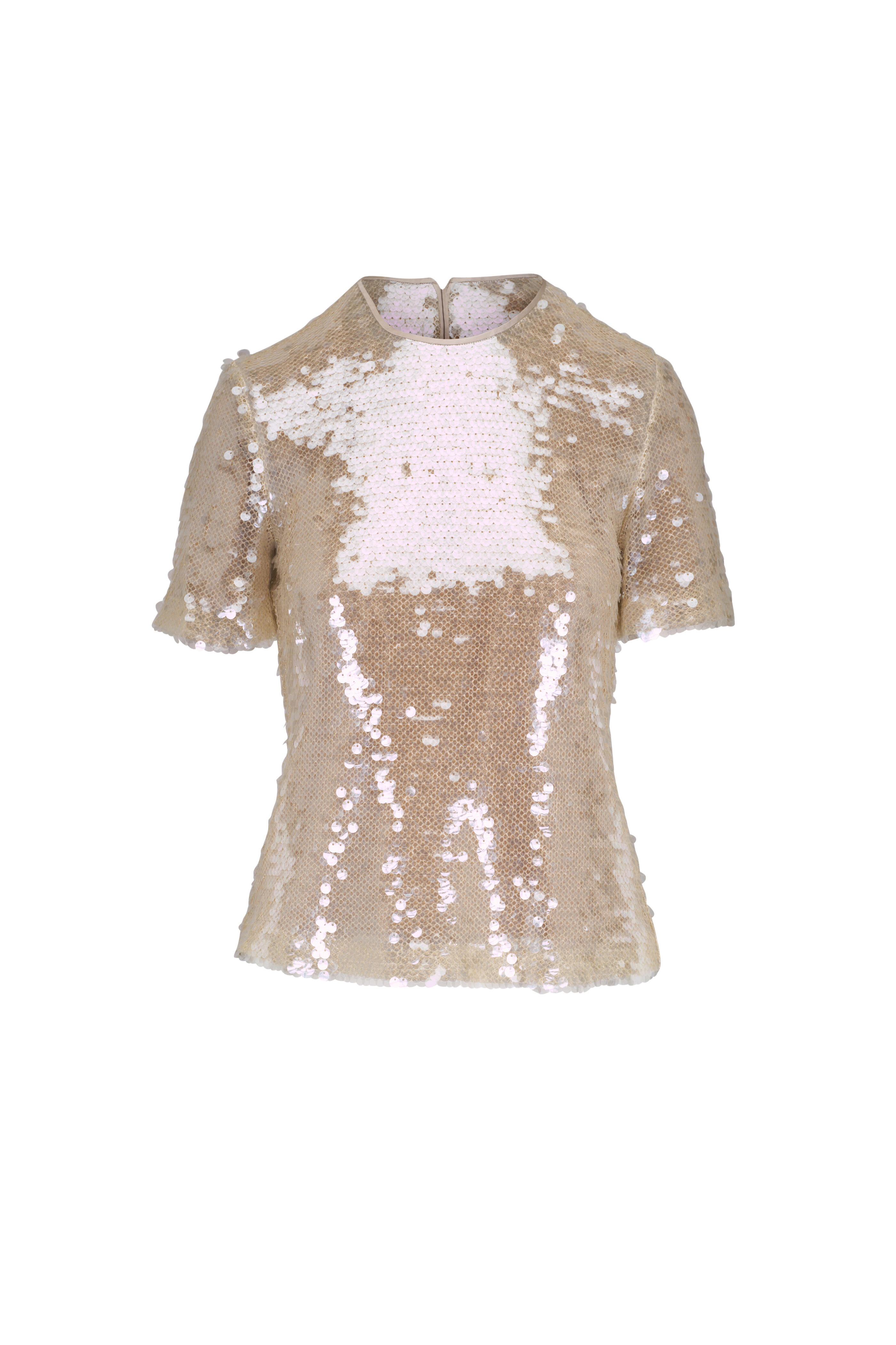 Akris - Greige Paillette Embellished Blouse