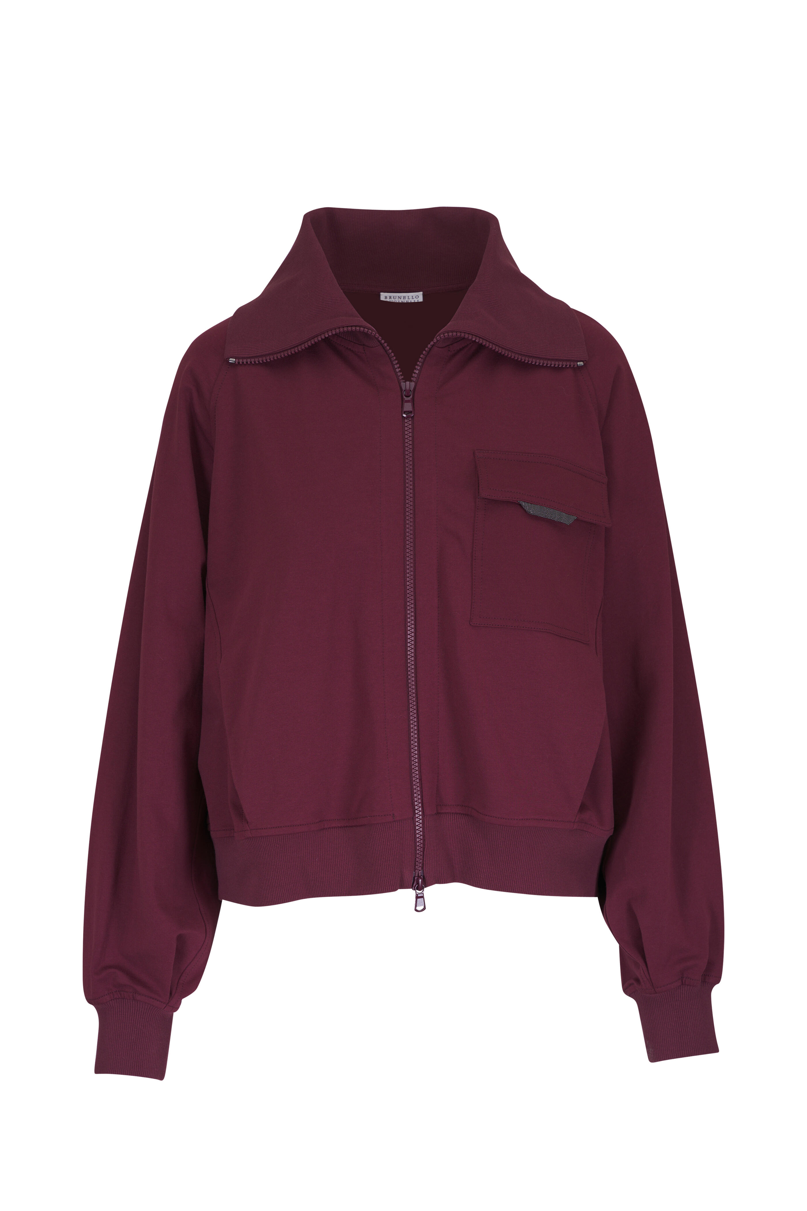 Brunello Cucinelli - Burgundy Full Zip Cardigan | Mitchell
