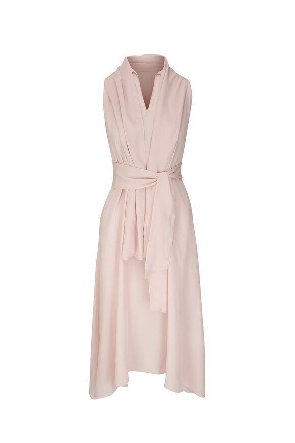 Kiton - Pale Pink Silk Tie Neck Dress 