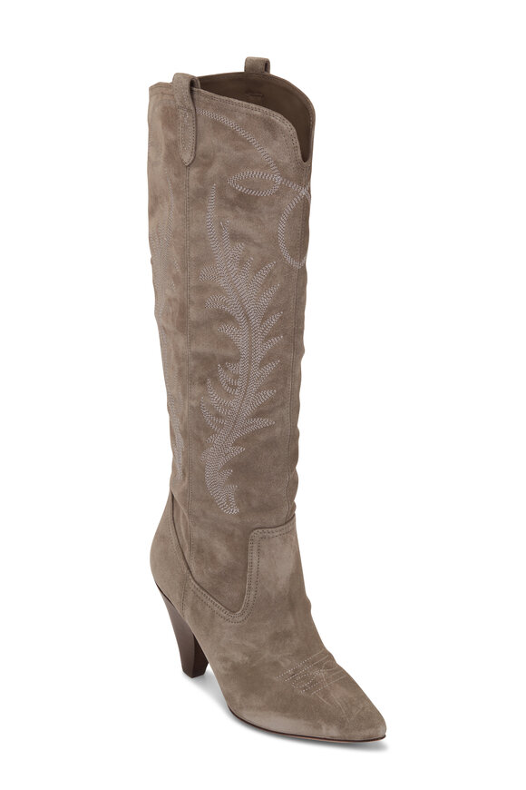 Veronica Beard - Ballan Taupe Suede Tall Western Boot