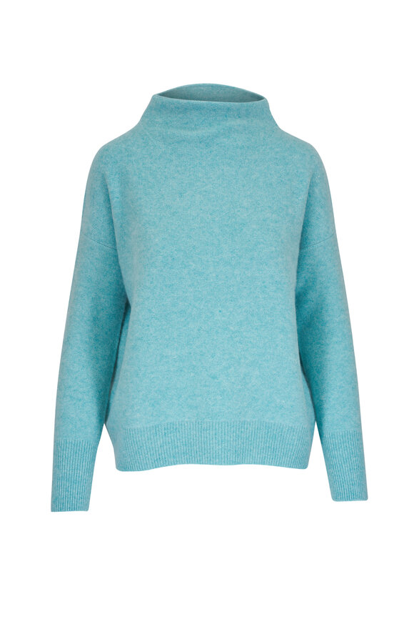 Vince - Heather Aqua Gem Cashmere Funnel Neck Sweater