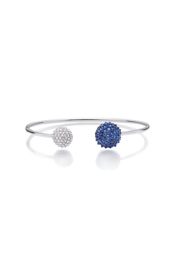 Nam Cho Reverse Set Sapphire & Diamond Ball Cuff Bracelet 