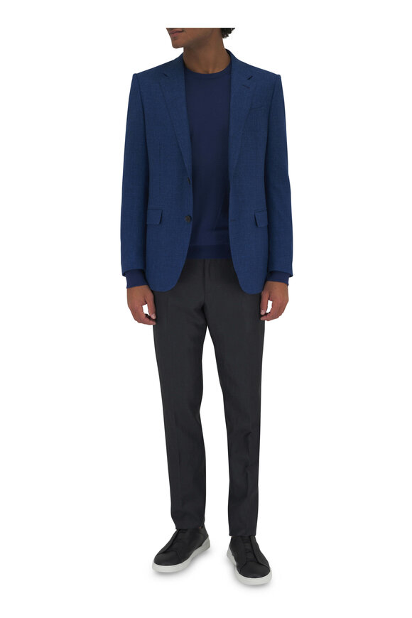Zegna - Solid Blue Cashmere & Linen Sportcoat