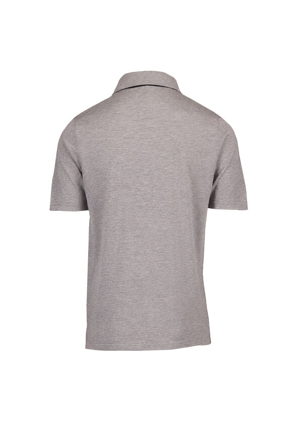 Cesare Attolini Light Gray & Navy Cashmere Polo - view 2
