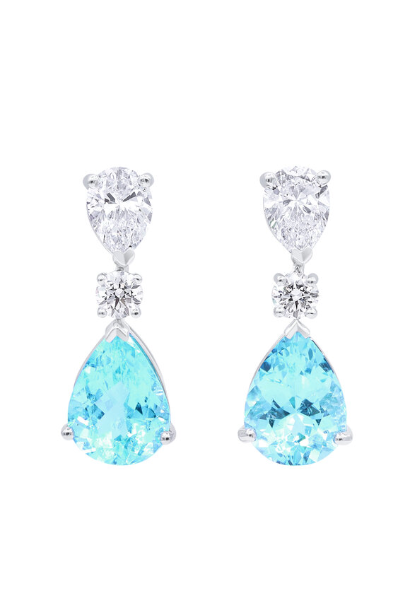 Oscar Heyman Platinum Paraiba Tourmaline & Diamond Earrings