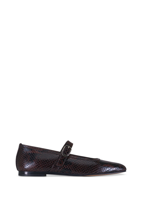 Le Monde Béryl Chocolate Leather Embossed Mary Jane Ballet Flat - view 3
