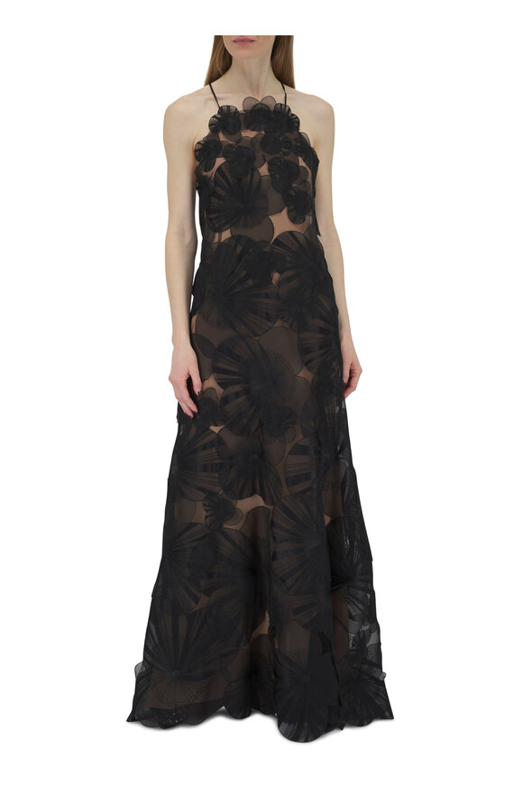 Akris - Anemone Black Silk Organza Floral Gown 