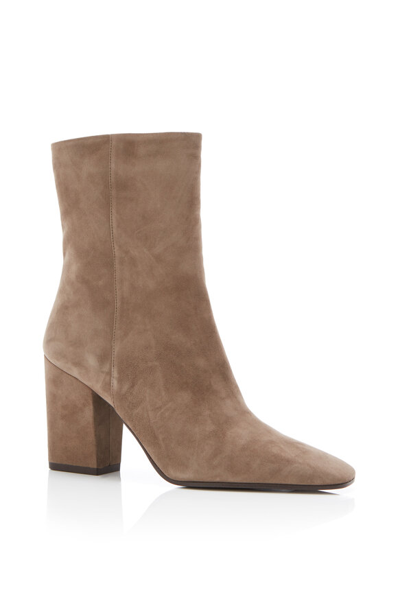 Marion Parke - Winnie Taupe Suede Block Heel Bootie, 85mm