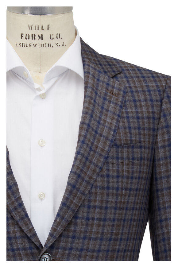 Canali - Siena Tan, Blue, & Gray Check Wool Sportcoat