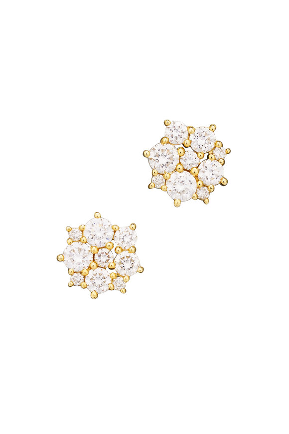 Sydney Evan 14k Yellow Gold Diamond Cocktail Disc Studs