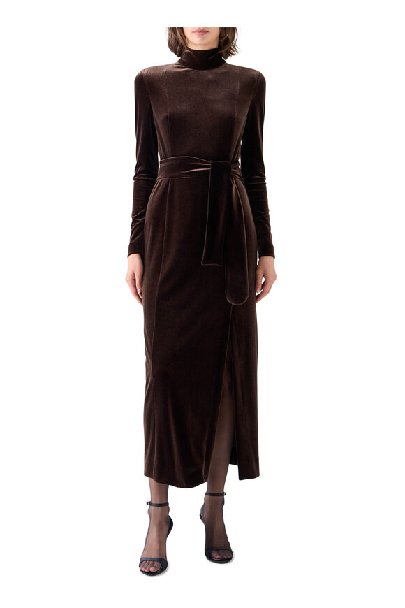 Akris Punto Espresso Techno Stretch Velvet Midi Dress - view 2