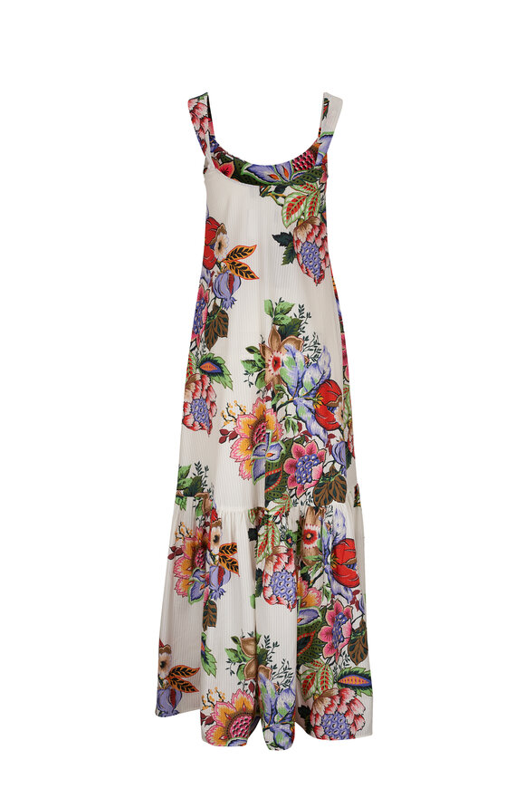 Etro - White Multi Floral Cotton & Silk Maxi Dress 