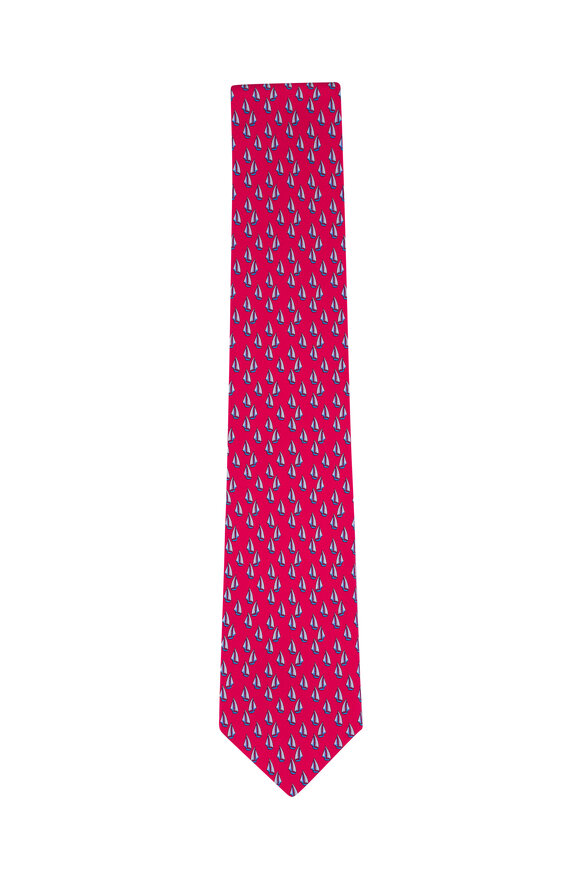 Ferragamo Red Sailboat Print Silk Necktie - view 1