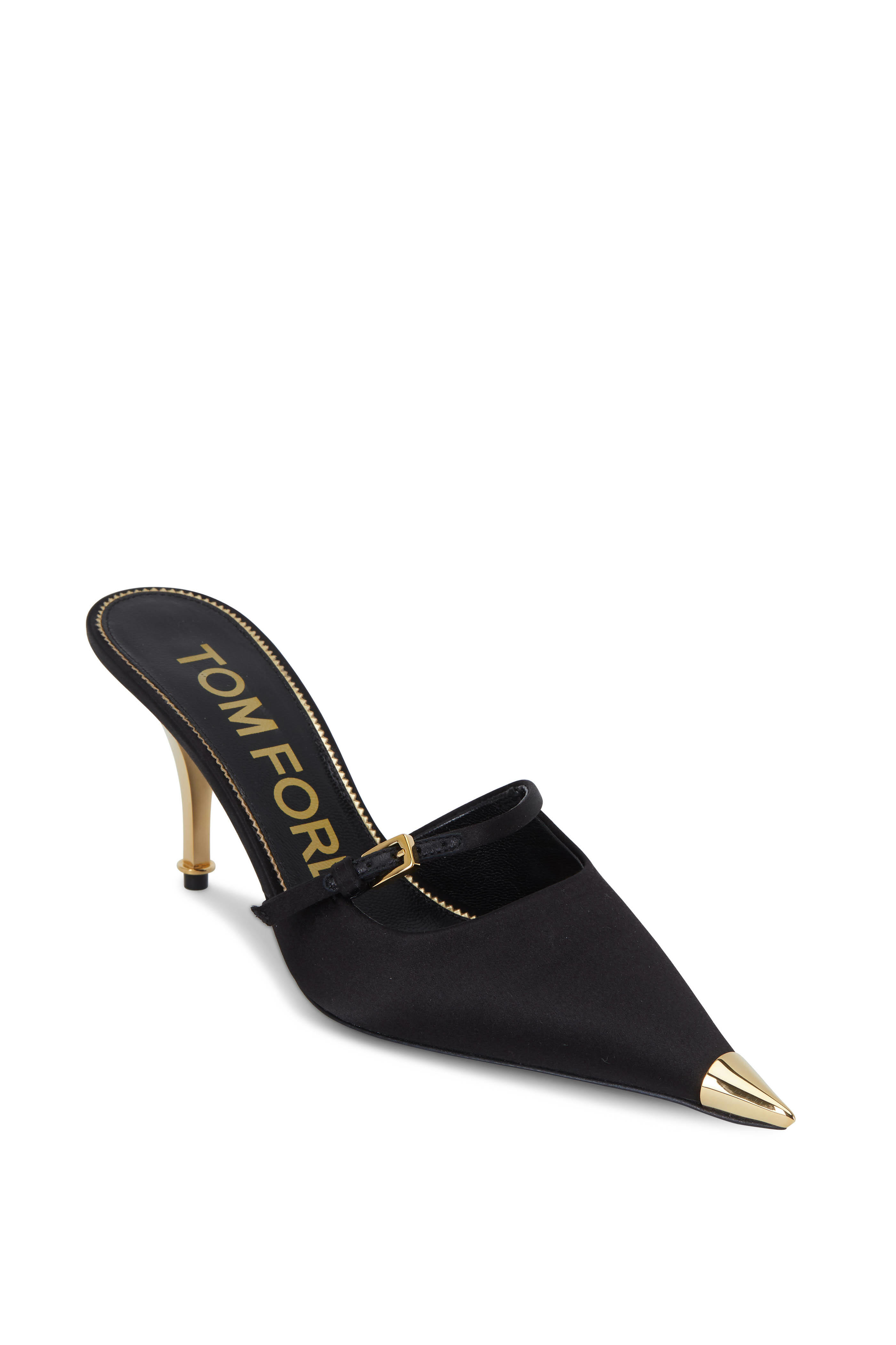 Tom Ford - Black Satin Mary Jane Mule, 75mm | Mitchell Stores