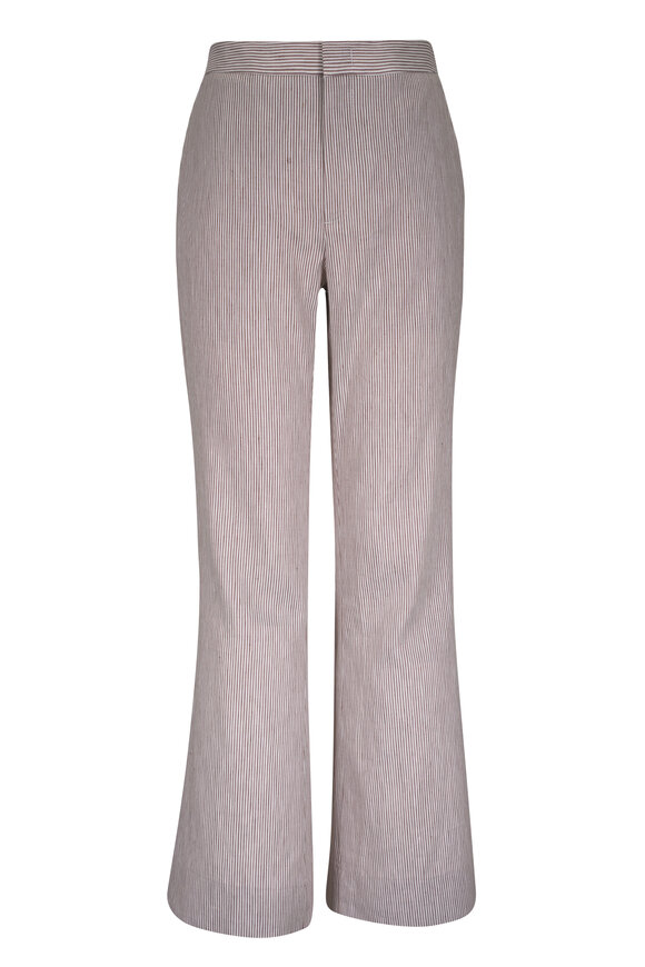 Vince Taupe Wood Ticking Stripe Crop Flare Pant - view 1