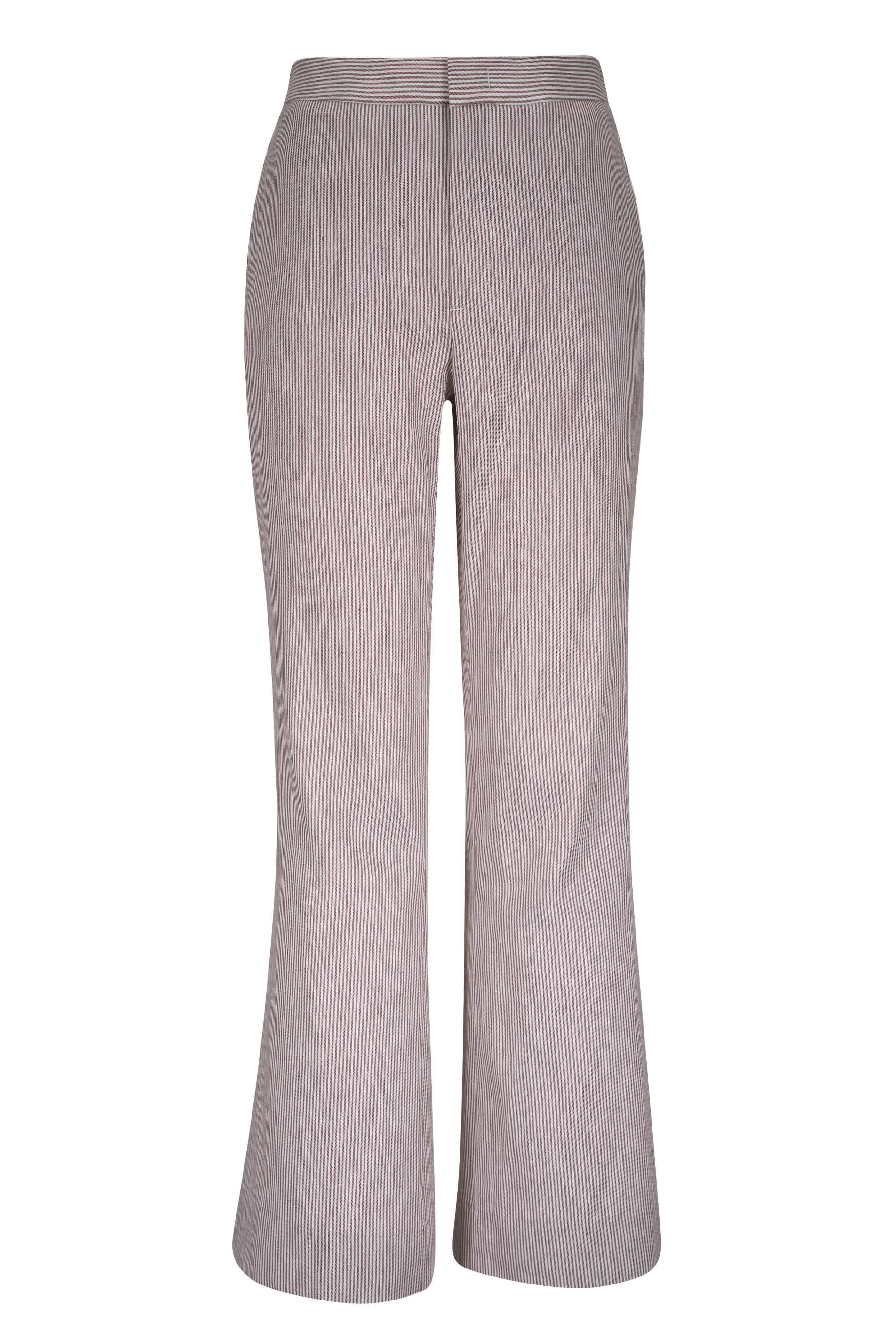 Vince - Taupe Wood Ticking Stripe Crop Flare Pant - view 1